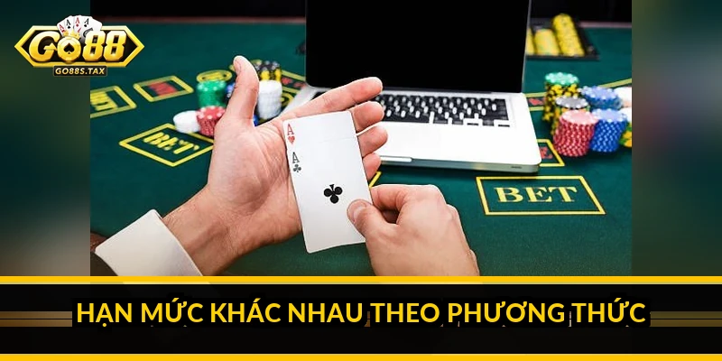 Hạn mức khác nhau theo phương thức
